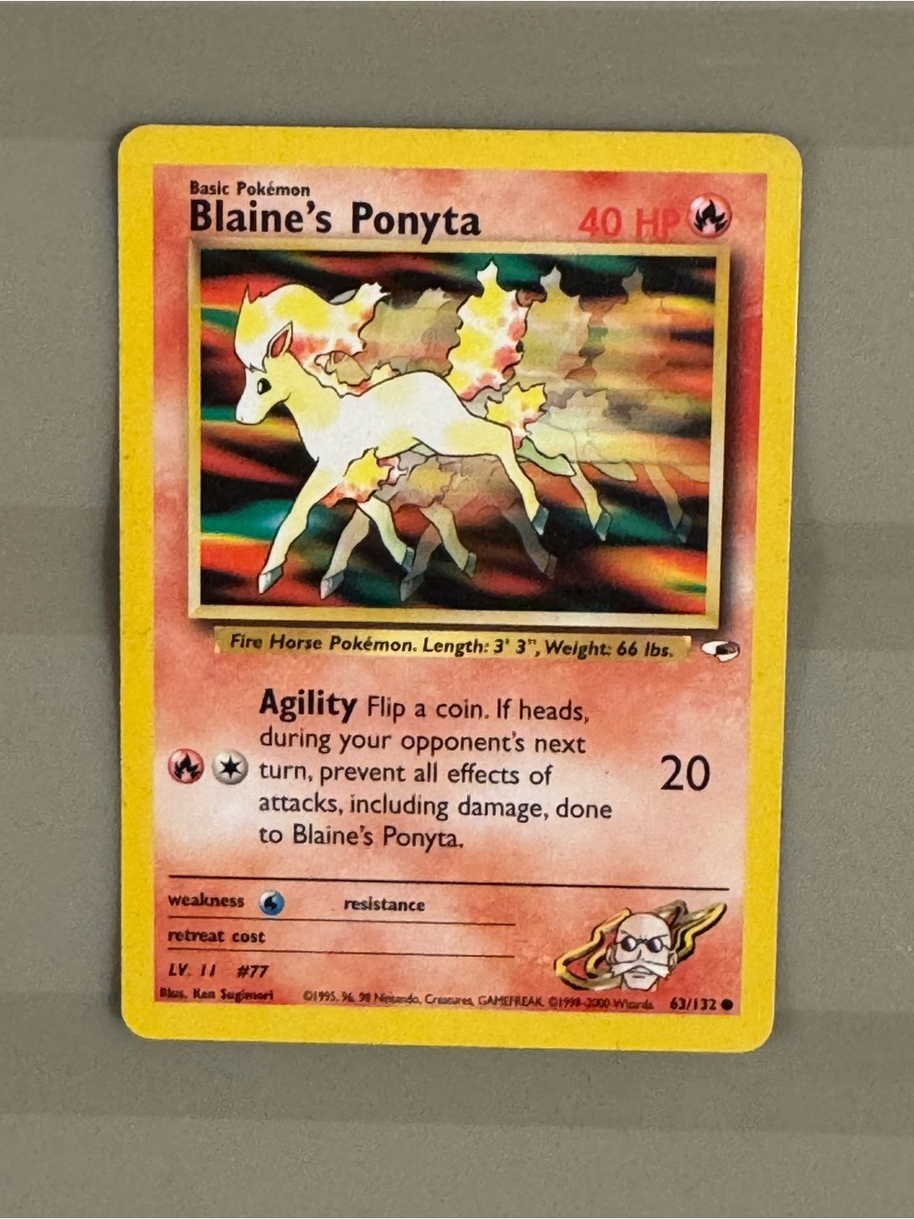 Blaine's Ponyta Pokémon Card - Yellow Border